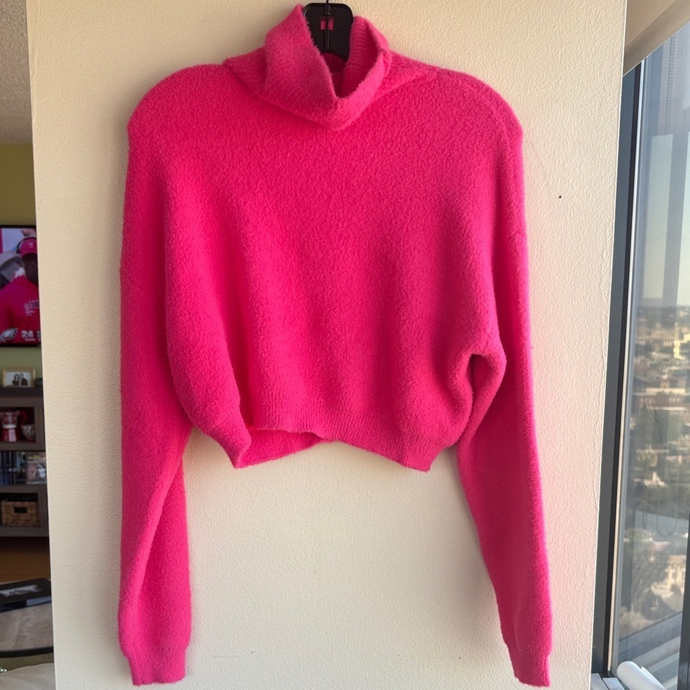 Zara Hot Pink Turtleneck Sweater